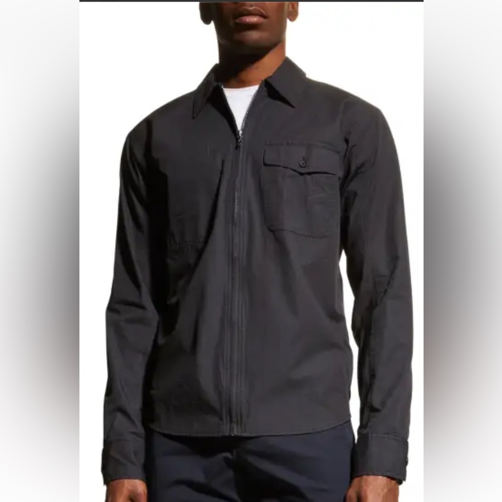 Rag & Bone Finn Ripstop cotton over shirt full zip charcoal dark grey men’s XS